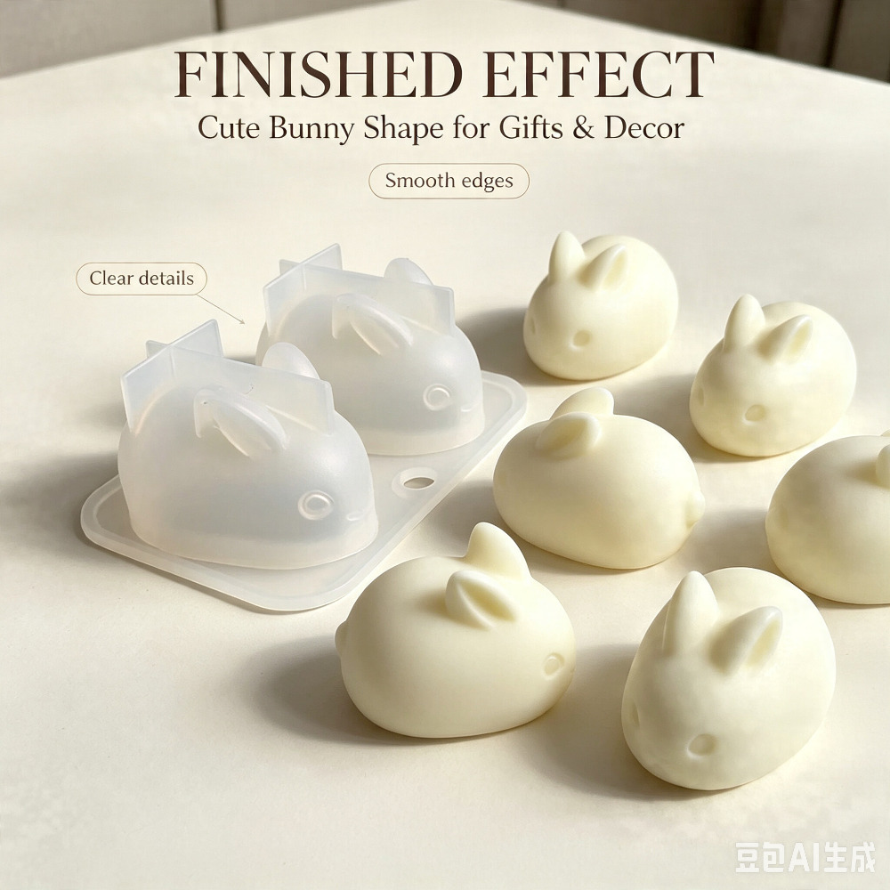 Soap Making Vendors - แม่พิมพ์ซิลิโคนรูปกระต่าย 3 มิติ เกรดอาหาร 2 ช่อง