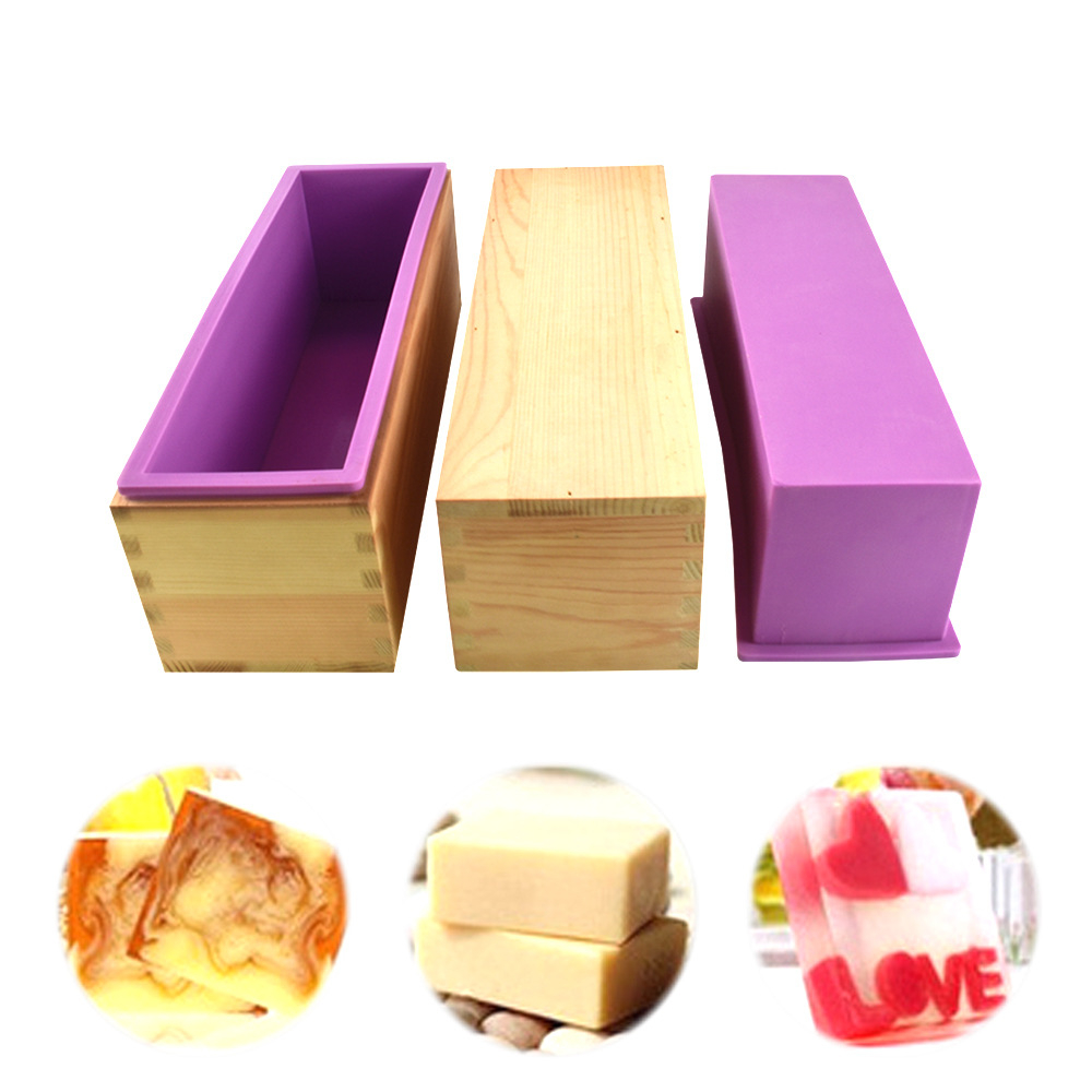 Soap Making For Beginners Book - แม่พิมพ์สบู่ซิลิโคนแม่พิมพ์ก้อนสี่เหลี่ยมที่มีความยืดหยุ่นพร้อมการทําสบู่กล่องไม้