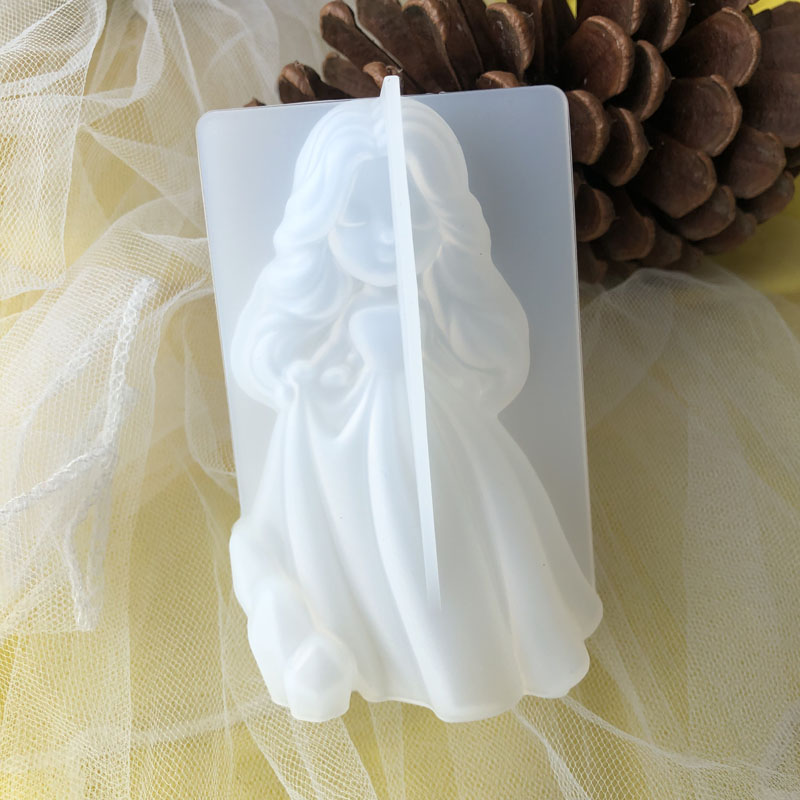Soap Making Vendors - 3D น่ารักเจ้าหญิงซิลิโคนเทียนแม่พิมพ์ Angel สาวสบู่เรซิ่นพลาสเตอร์ทําแม่พิมพ์ DIY มนุษย์ช็อกโกแลตเบเกอรี่เครื่องมือตกแต่งบ้านของขวัญ