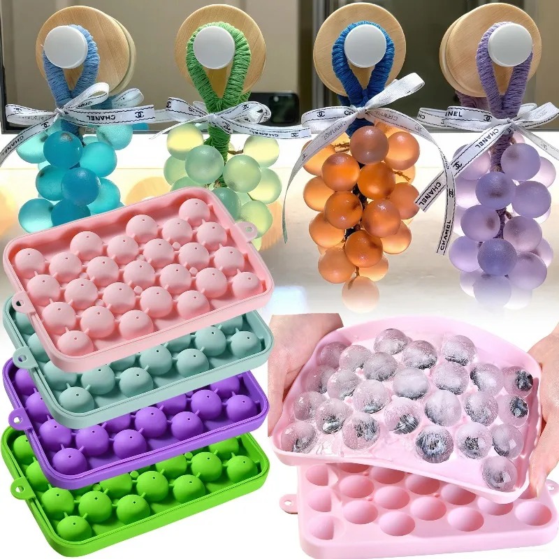 Soap Making For Beginners Book - แม่พิมพ์สบู่ซิลิโคน รูปทรงลูกองุ่น แม่พิมพ์เทียนทำมือ กล่องเก็บน้ำแข็ง ง่ายต่อการแกะออก ทำน้ำแข็งได้