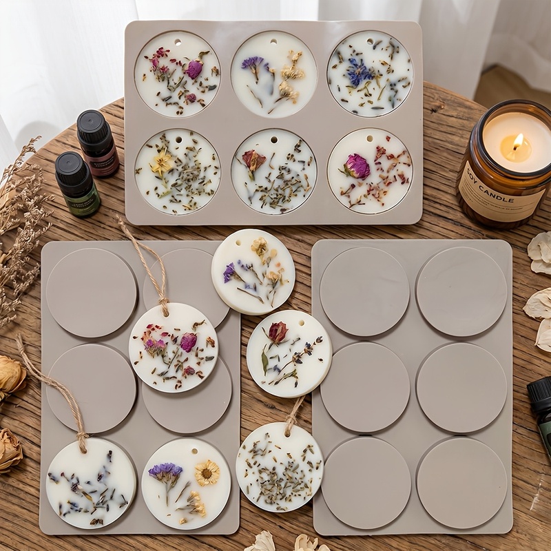 Soap Making Vendors - แม่พิมพ์ซิลิโคนทรงกลม 6 ช่อง สำหรับทำแท็ก DIY แม่พิมพ์แท็บเล็ตขี้ผึ้งอโรมาเธอราพี