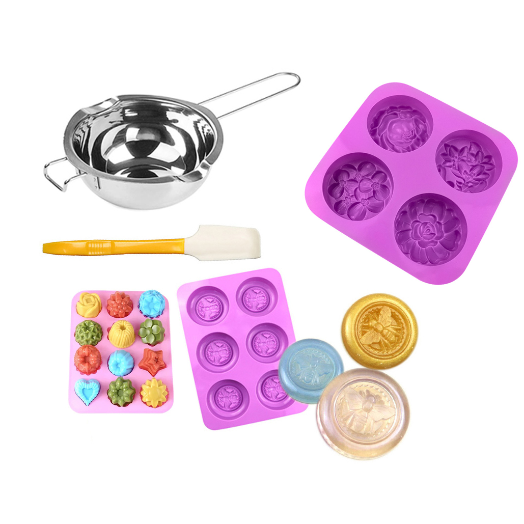 Soap Making Supplies Wholesale - ชุดเครื่องมือทำสบู่แฮนด์เมด DIY พร้อมหม้อหลอมและแม่พิมพ์สบู่สำหรับงานประดิษฐ์ในบ้านและสวน