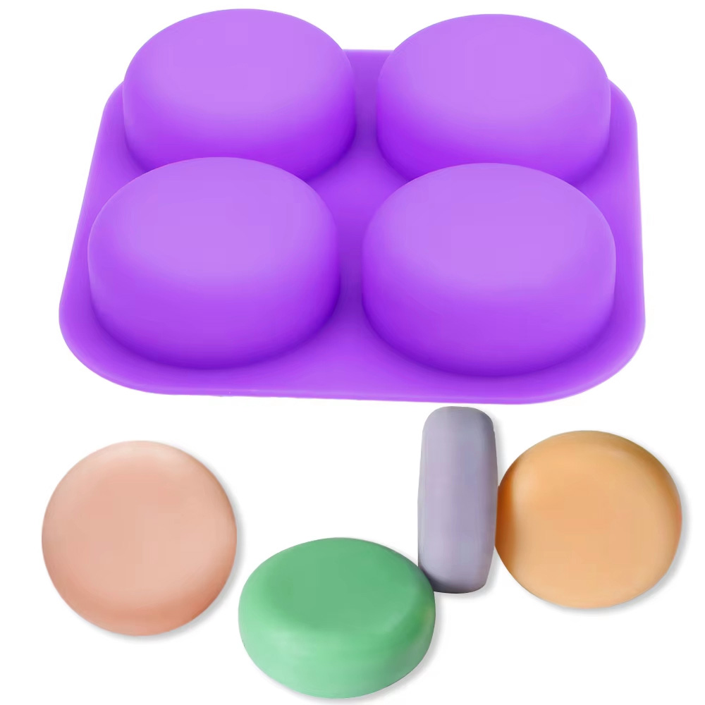 Soap Making Vendors - 1-2 ชิ้น แม่พิมพ์ซิลิโคนทรงกลม 4 ช่อง ใช้ซ้ำได้