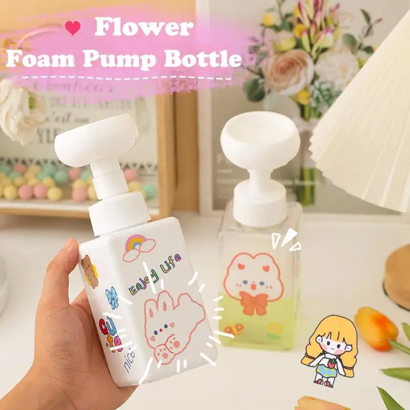 Soap Making Jar - 250/450ml ดอกไม้รูปร่างปั๊มโฟมขวดพลาสติก SquareEmpty Liquid Hand สบู่แชมพูคอนเทนเนอร์การ์ตูน