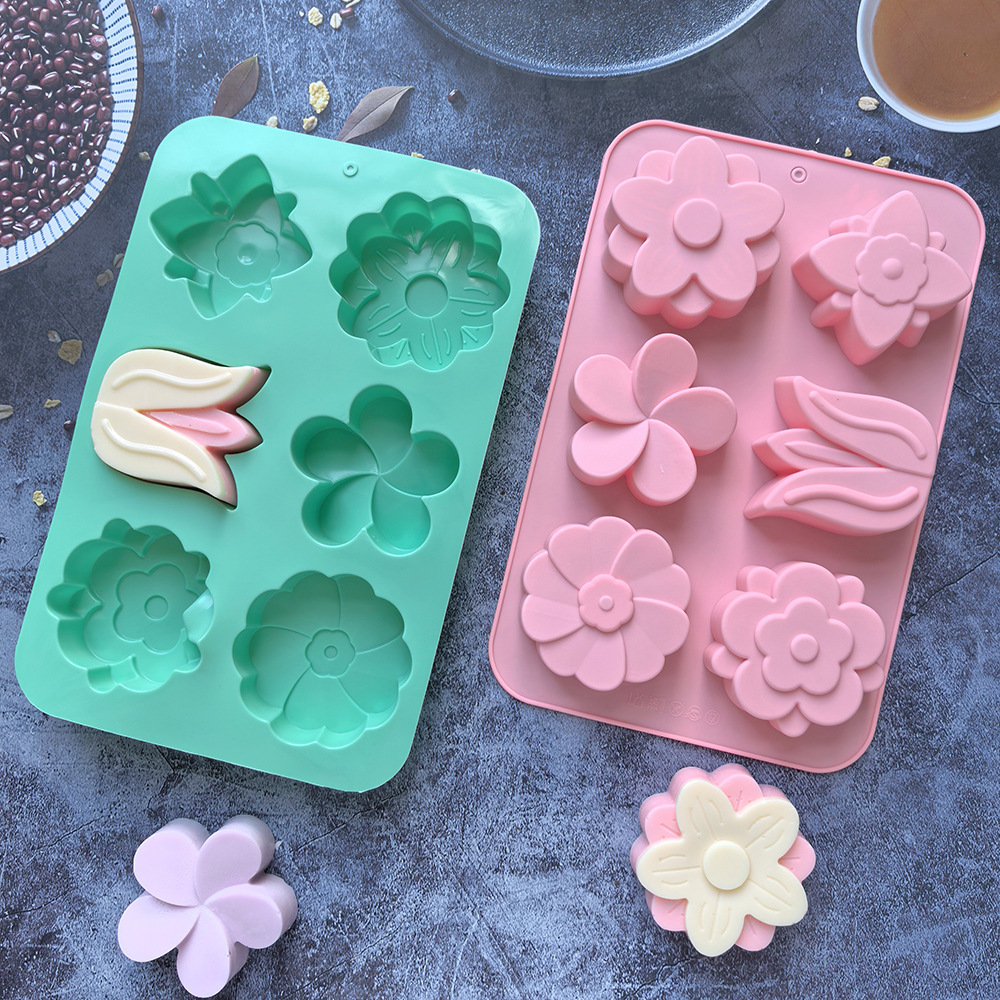 Soap Making Vendors - แม่พิมพ์ซิลิโคนรูปดอกไม้ แม่พิมพ์อบขนมรูปดอกไม้หลากหลายแบบ เหมาะสำหรับทำสบู่ เทียน เค้ก และช็อกโกแลต
